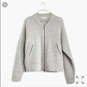 Madewell Wool Bomber Cardigan Jacket in Gray Size XS